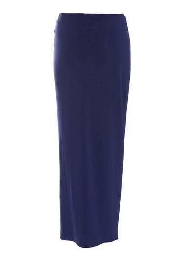 Quiz Blue Ruched Split Maxi Skirt