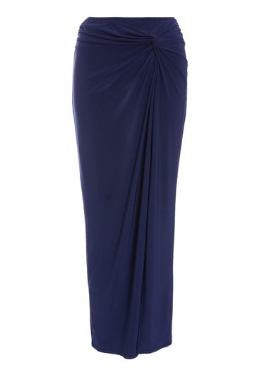 Quiz Blue Ruched Split Maxi Skirt