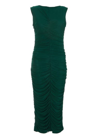 Quiz Green Ruched Front Midaxi Dress