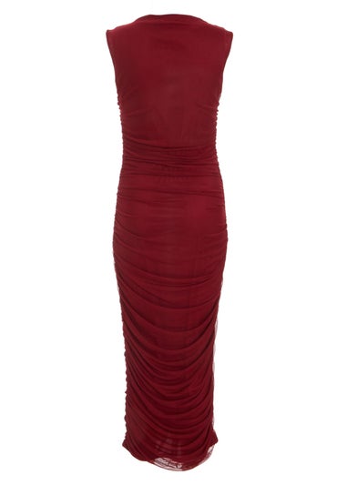 Quiz Red Ruched Front Midaxi Dress