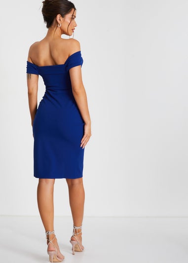 Quiz Blue Bardot Midi Wrap Dress