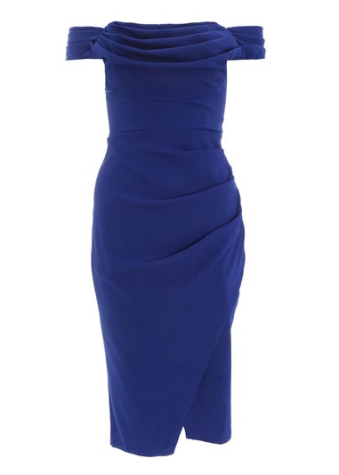 Quiz Blue Bardot Midi Wrap Dress