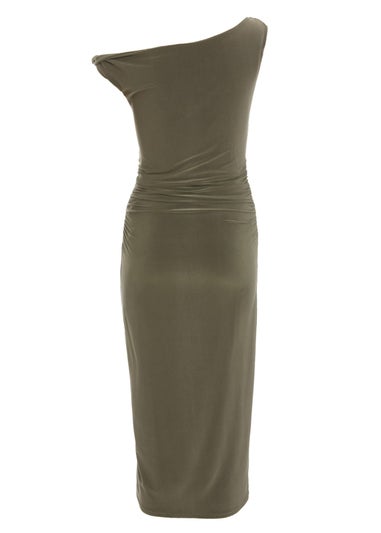 Quiz Khaki Twist Strap Bodycon Midi Dress