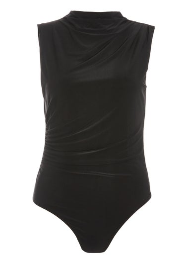 Quiz Black Ruched Sleeveless Bodysuit