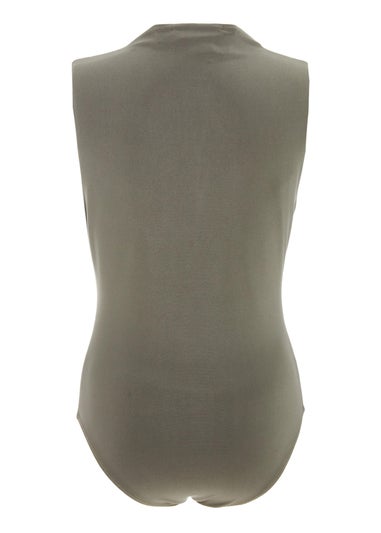 Quiz Khaki Ruched Sleeveless Bodysuit