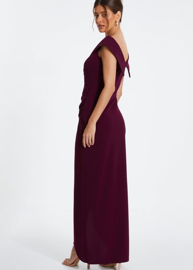 Quiz Purple Bardot Wrap Maxi Dress