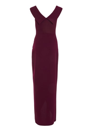 Quiz Purple Bardot Wrap Maxi Dress