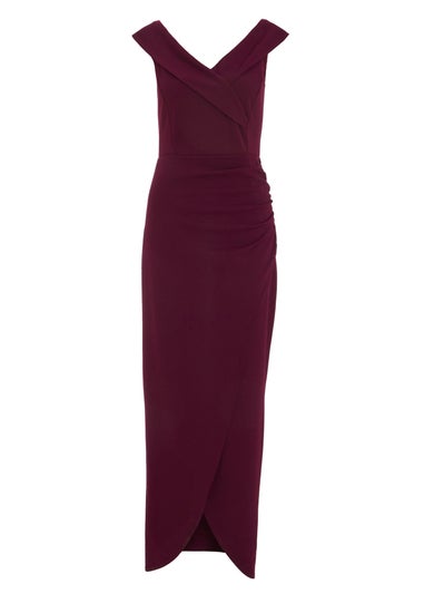 Quiz Purple Bardot Wrap Maxi Dress