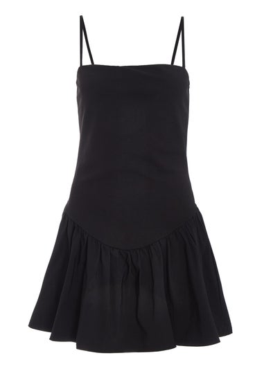 Quiz Black Strappy Puff Ball Skater Dress