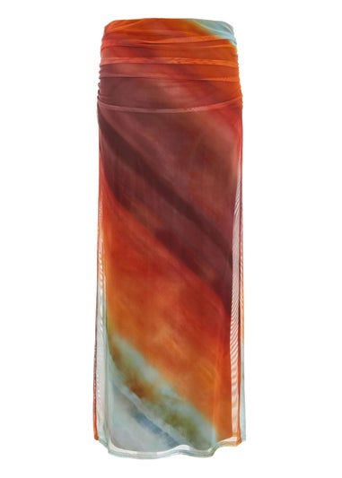 Quiz Brown Ombre Ruched Maxi Skirt