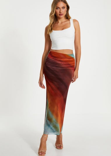 Quiz Brown Ombre Ruched Maxi Skirt