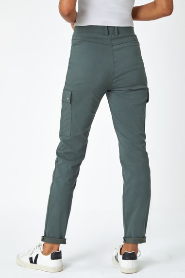 Roman Khaki Turn Up Stretch Cargo Trousers