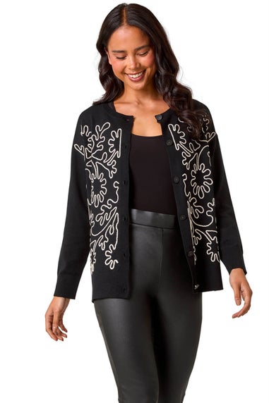 Roman Black Petite Cornelli Buttoned Cardigan