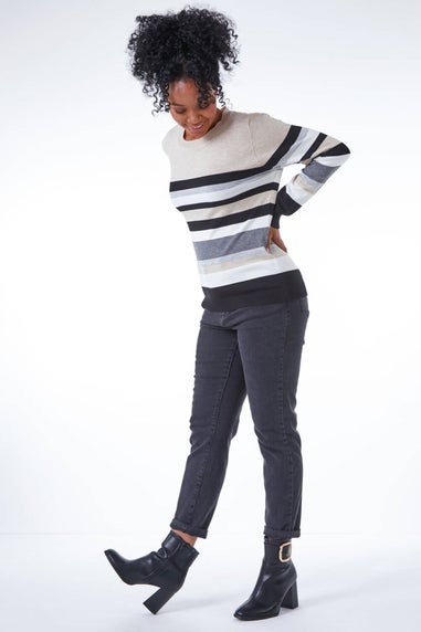 Roman Petite Stone Petite Stripe Round Neck Jumper