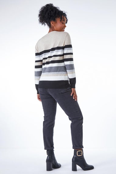 Roman Stone Petite Stripe Round Neck Jumper