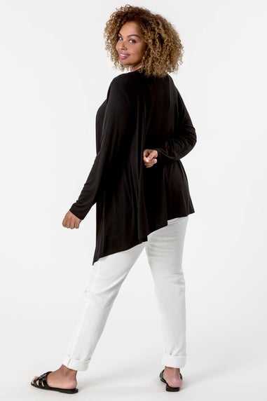 Roman Black Curve Waterfall Front Jersey Cardigan