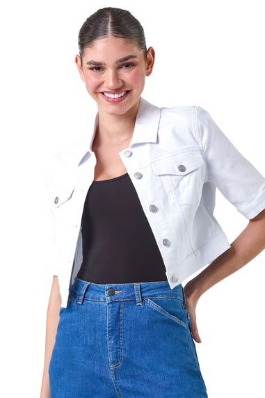 Roman White Short Sleeve Stretch Jacket