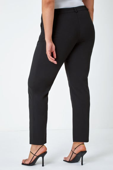 Roman Curve Black Curve Straight Smart Trousers