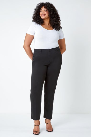 Roman Curve Black Curve Straight Smart Trousers