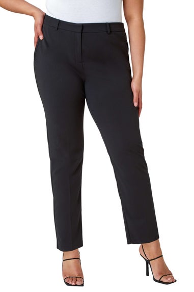 Roman Curve Black Curve Straight Smart Trousers