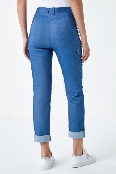 Roman Denim Turn Up Stretch Cargo Trousers