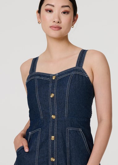 Izabel London Blue Denim Fit & Flare Midi Dress