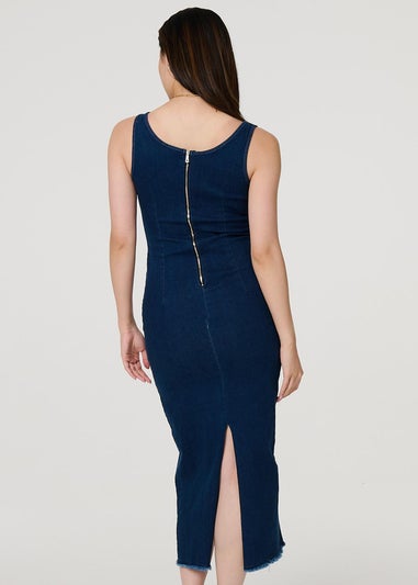 Izabel London Blue Denim Bodycon Midi Dress