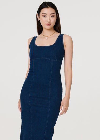 Izabel London Blue Denim Bodycon Midi Dress