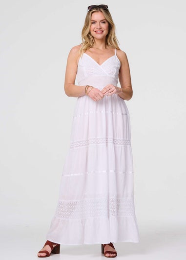 Izabel London White Broderie Anglaise Cami Maxi Dress