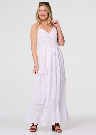 Izabel London White Broderie Anglaise Cami Maxi Dress