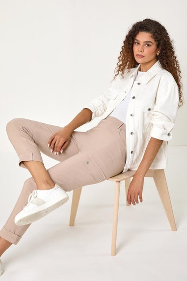 Roman Natural Turn Up Stretch Cargo Trousers