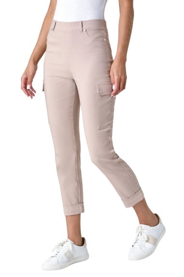 Roman Natural Turn Up Stretch Cargo Trousers