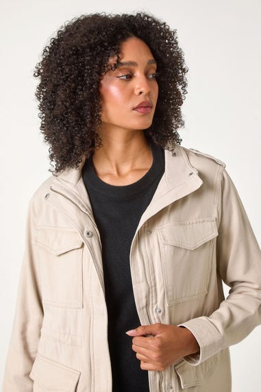 Roman Stone Funnel Neck Cotton Jacket