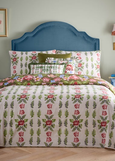 furn. Green Feeoni Cottage Floral Duvet Cover Set