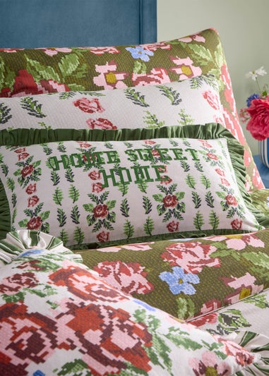 furn. Green Feeoni Cottage Floral Duvet Cover Set