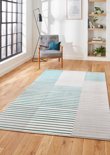 Think Rugs Apollo Green Modern Linear Rug