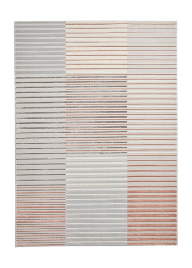 Think Rugs Apollo Grey/Pink Modern Linear Rug