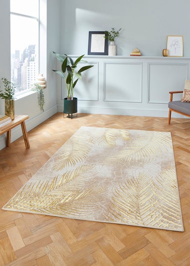 Think Rugs Creation Gold Botanical Rug