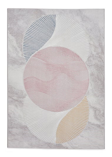 Think Rugs Creation Pink/Blue Modern Geometric Rug