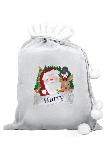 Personalised Memento Company Grey Christmas Santa Sack