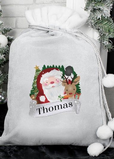 Personalised Memento Company Grey Christmas Santa Sack