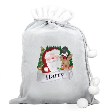 Personalised Memento Company Grey Christmas Santa Sack