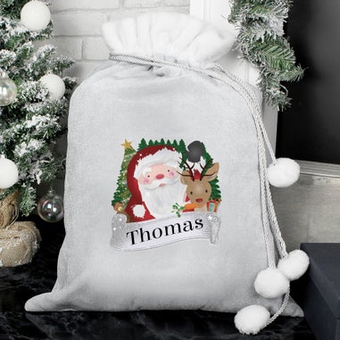 Personalised Memento Company Grey Christmas Santa Sack