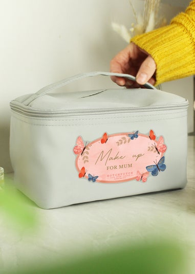 Personalised Memento Company Grey Hotchpotch Butterfly Toiletry Bag