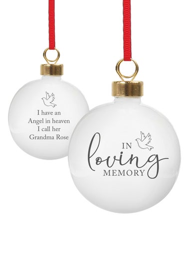 Personalised Memento Company White In Loving Memory Bauble