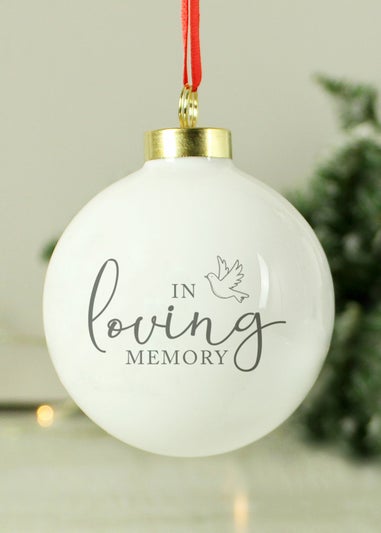 Personalised Memento Company White In Loving Memory Bauble