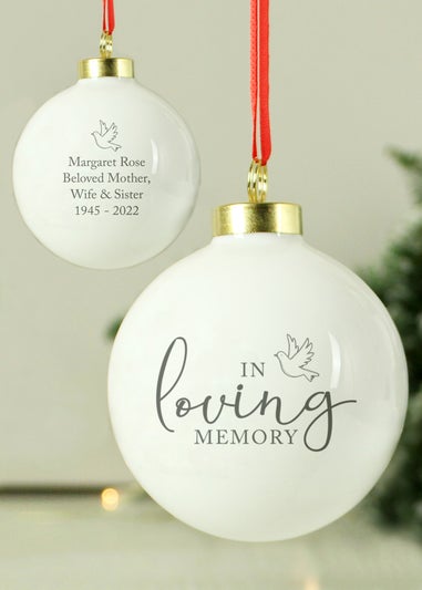 Personalised Memento Company White In Loving Memory Bauble