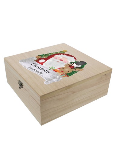 Personalised Memento Company Wood Colourful Santa Large Christmas Eve Box