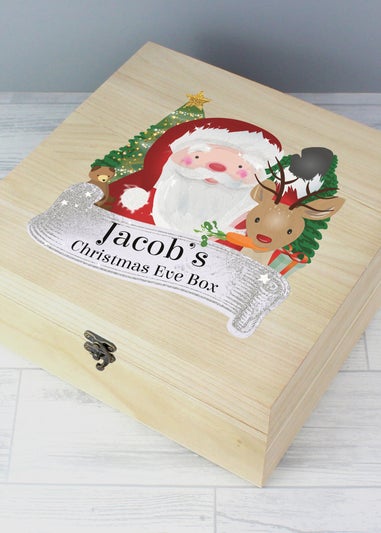 Personalised Memento Company Wood Colourful Santa Large Christmas Eve Box