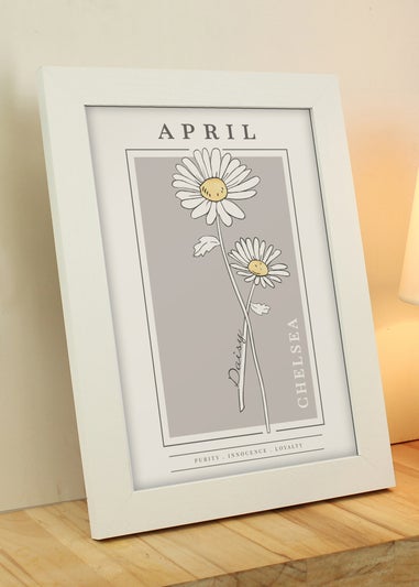 Personalised Memento Company White Birth Flower A4 Framed Print